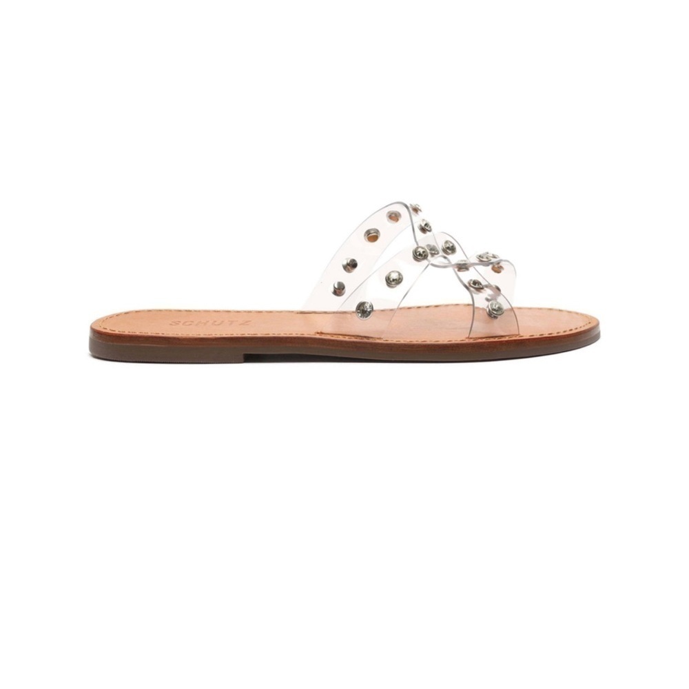 NEW Schutz Cathryn Clear Rhinestone Slides Transparent Crystal Sandal | Size 8.5 - Picture 2 of 9